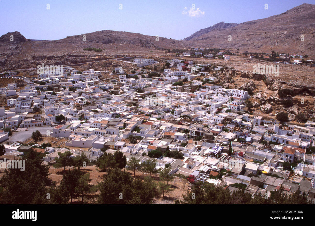Lindos rooftops Rhodes Greece Stock Photo - Alamy