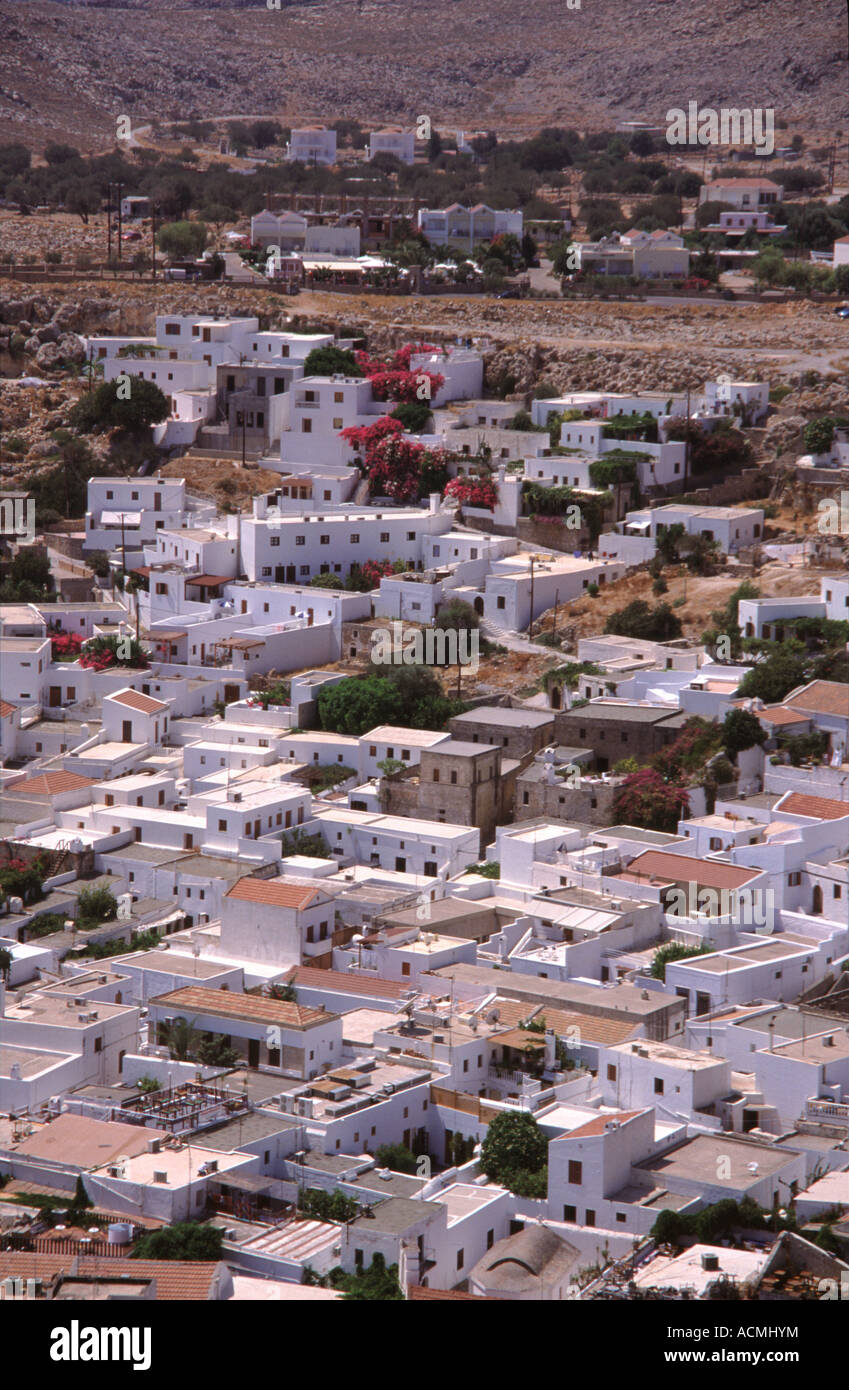Lindos rooftops Rhodes Greece Stock Photo - Alamy