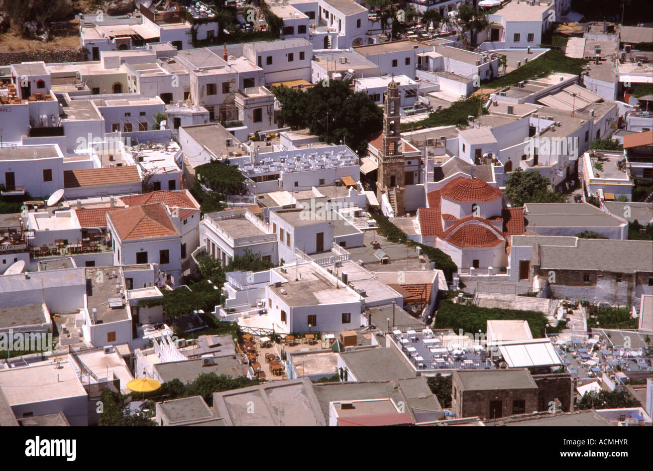 Lindos rooftops Rhodes Greece Stock Photo - Alamy