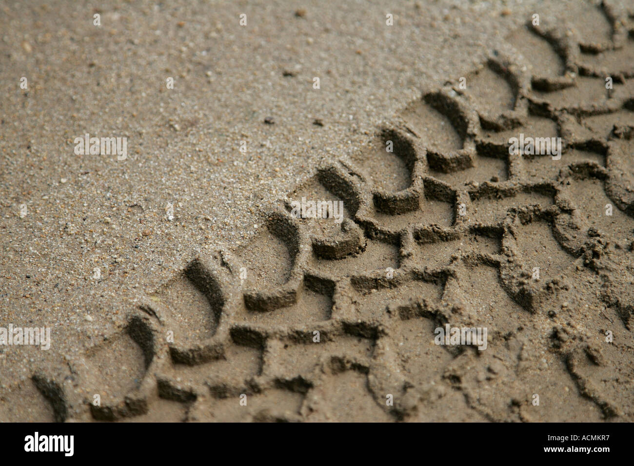 Wheel track rut tyre marks sand infinity diagonal Stock Photo - Alamy