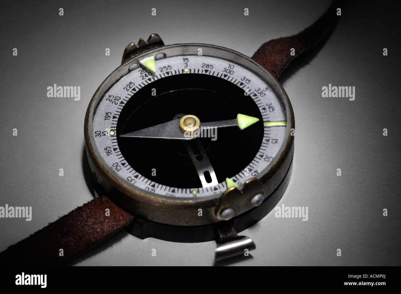 Vintage compass with phosphorus pointer Stock Photo