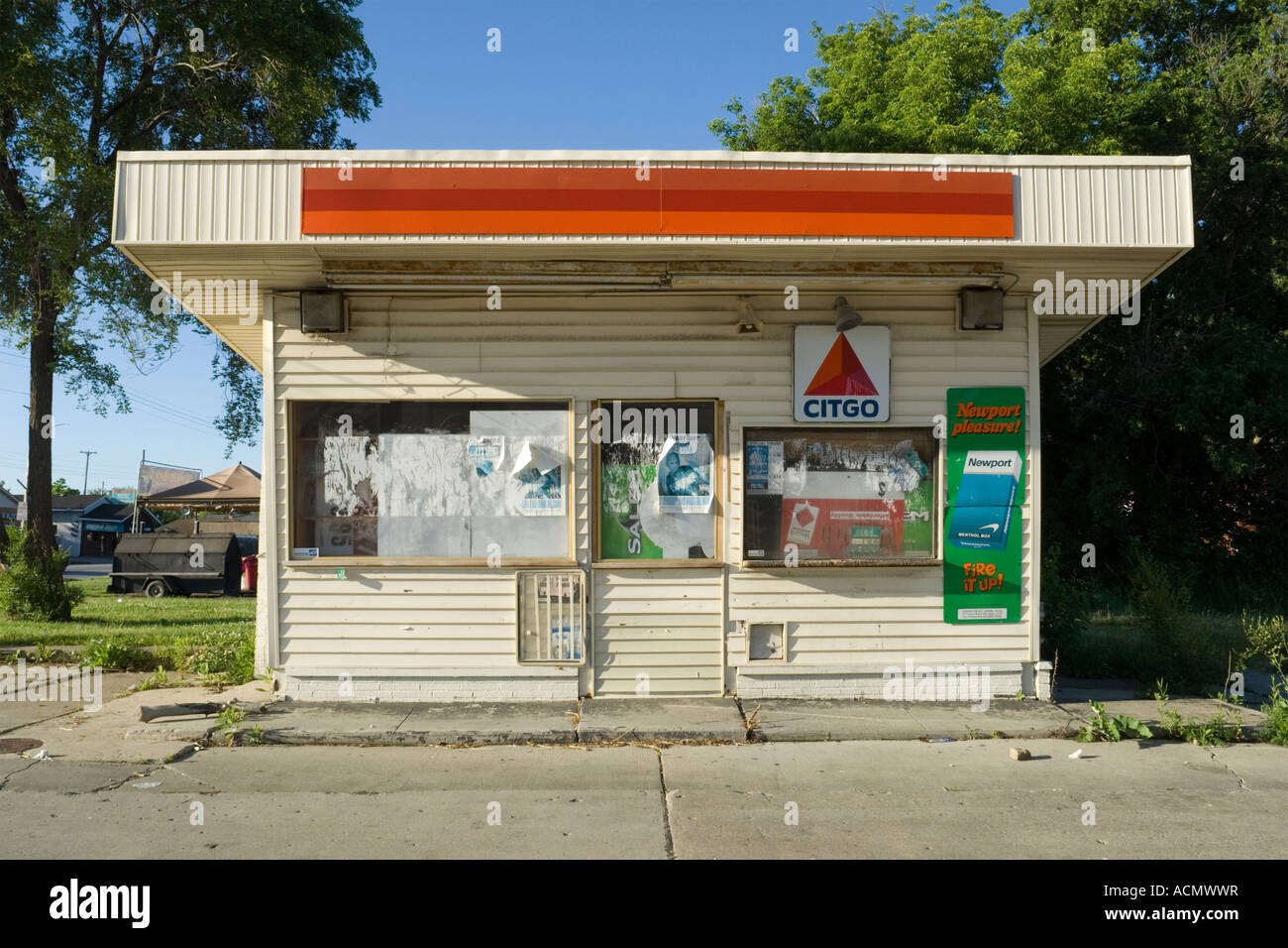 Abandoned gas station in Flint Michigan USA Stock Photo