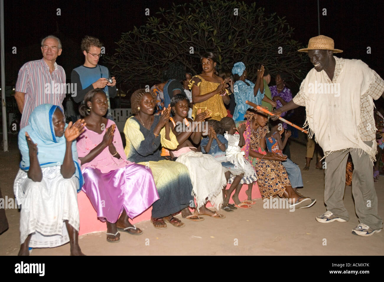 Evening village dance show Tendaba Camp The Gambia Stock Photo