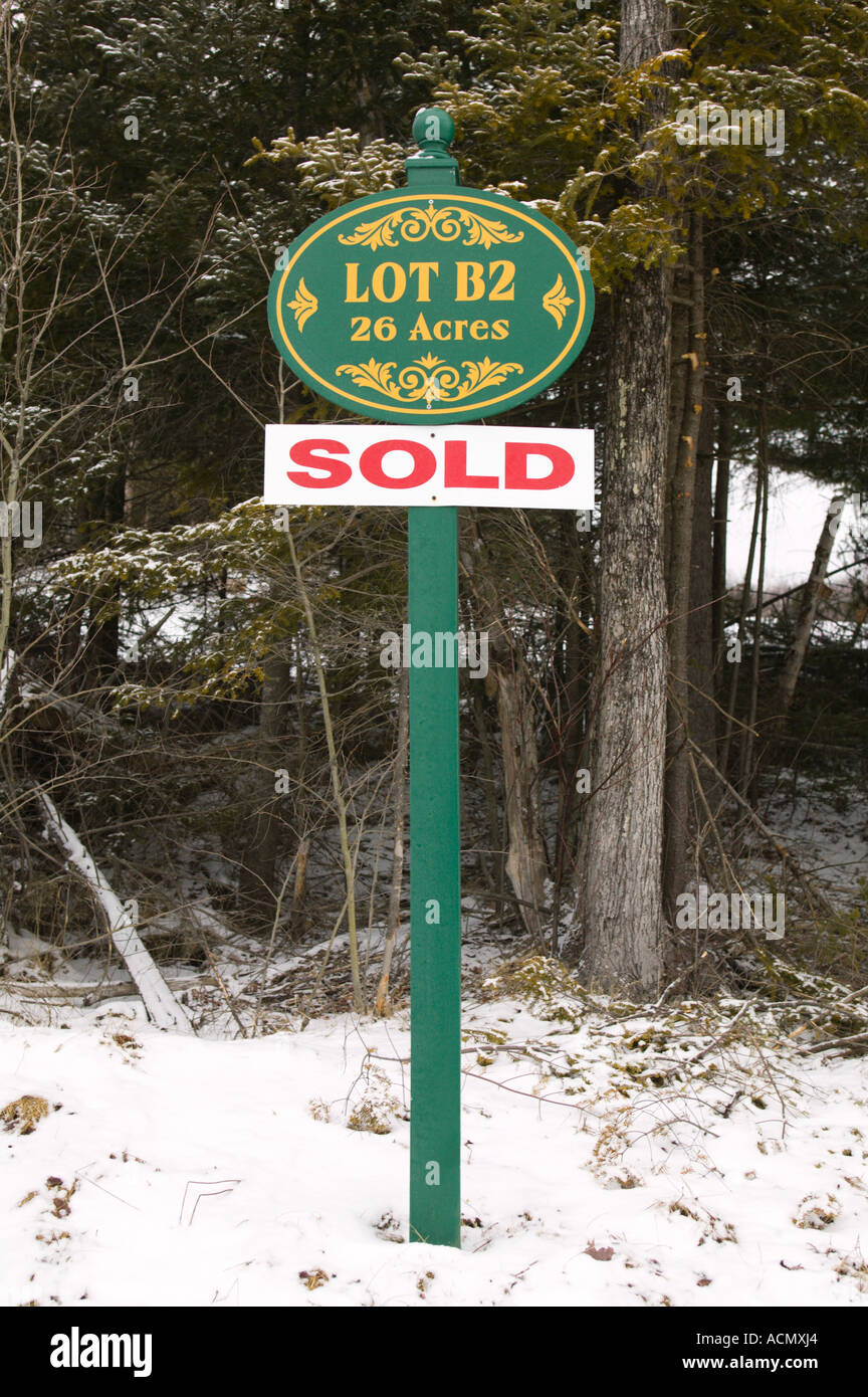 Sold Sign on Raw Land for Sale Lincoln New Hampshire Stock Photo Alamy