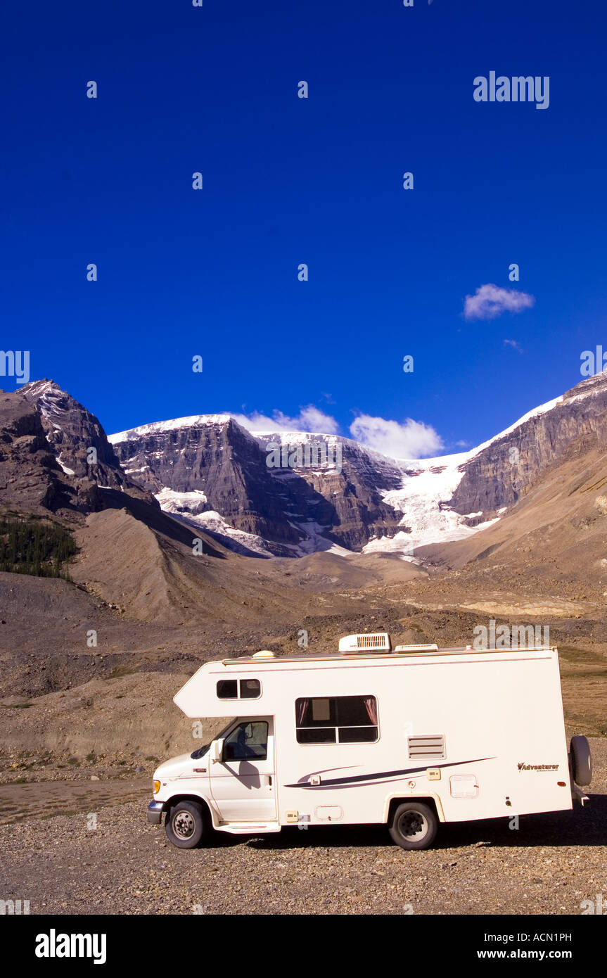 RV motorhome camper in Columbia Ice Fields Jasper National Park Alberta ...