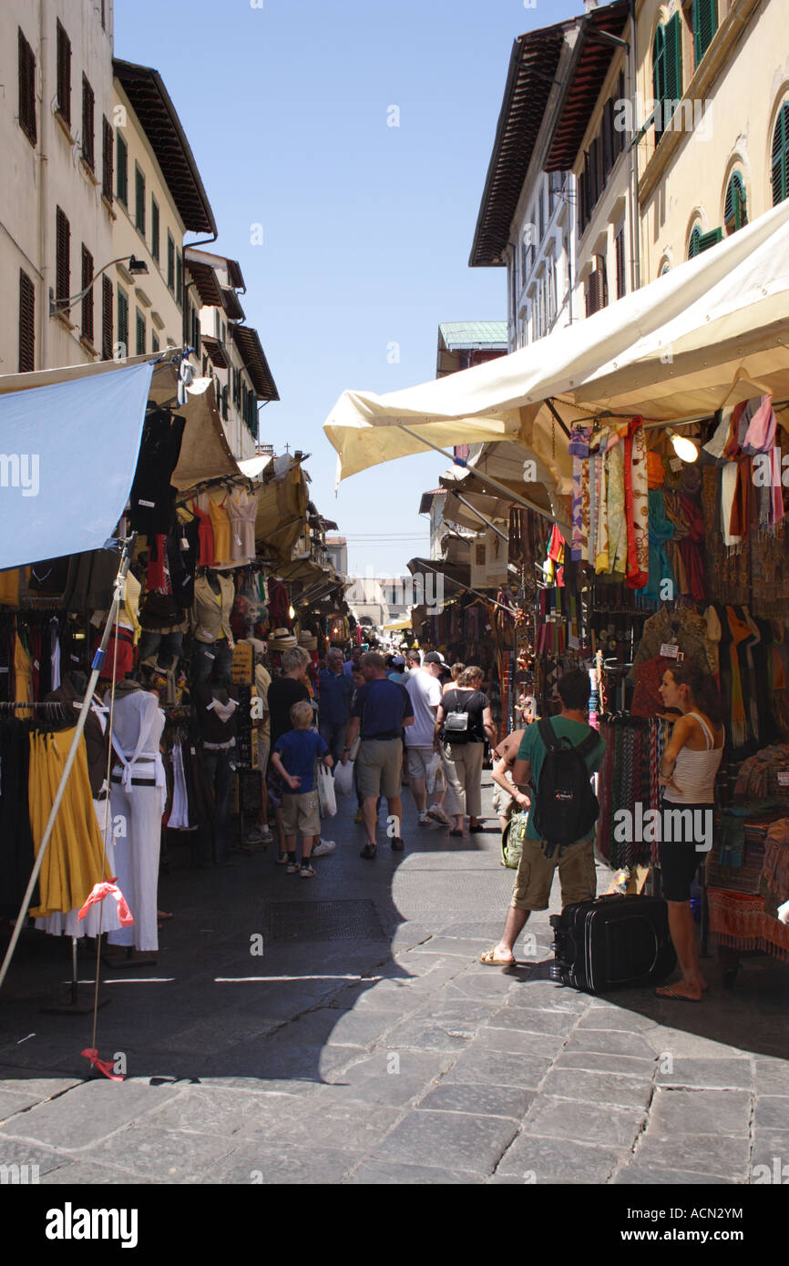 Street market San Lorenzo Florence Stock Photo
