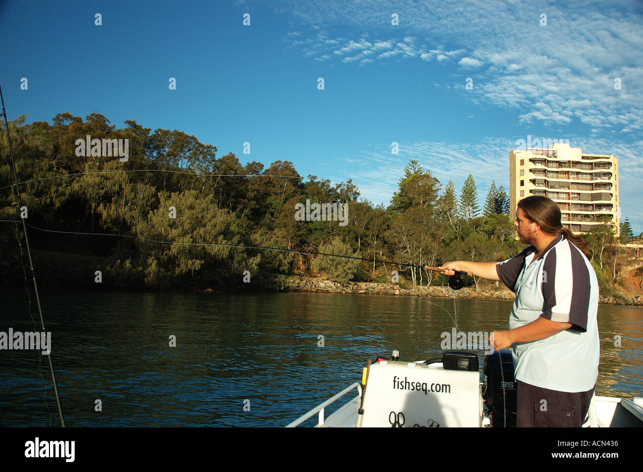 Saltwater Fly fishing from boat Moloolaba Queensland Australia dsc 1532  Stock Photo - Alamy