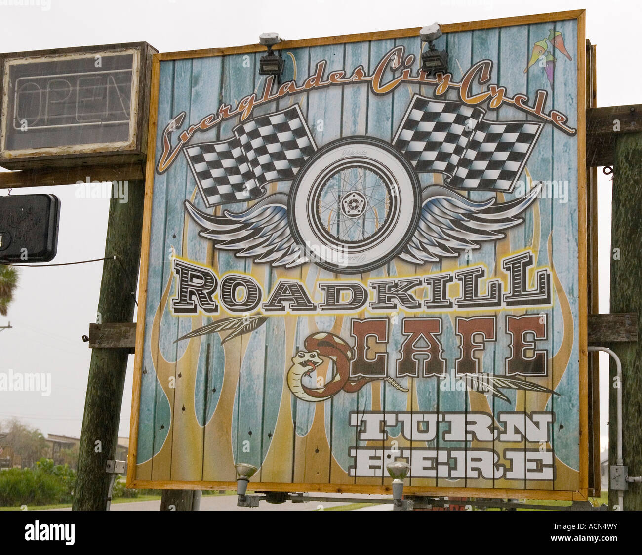 Roadkill Sign Road Kill Cafe Sign, Everglades City Fl. Humorous Signage Stock Photo ...