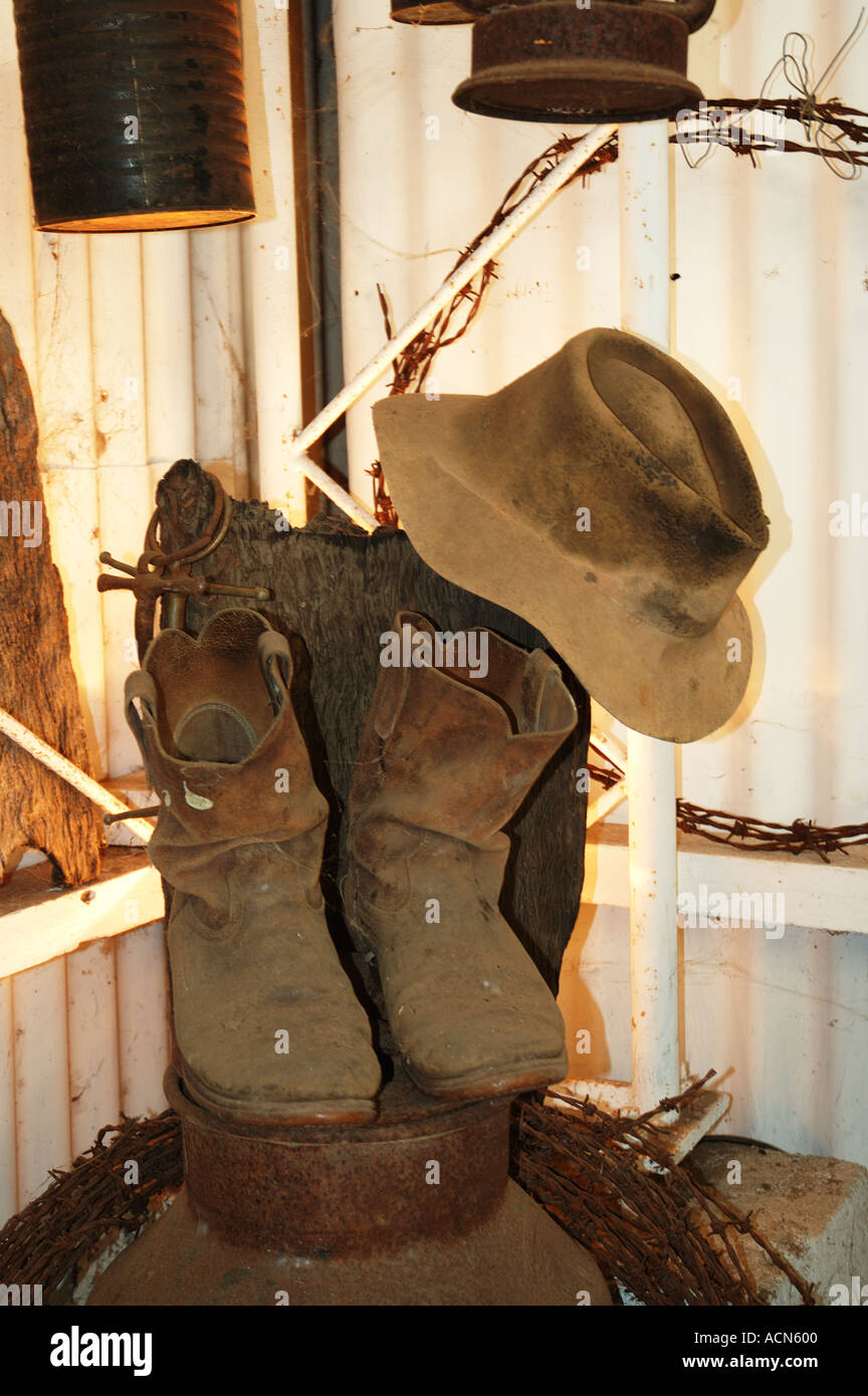 old akubra hat and R M Williams boots outback Australia dsc 2362