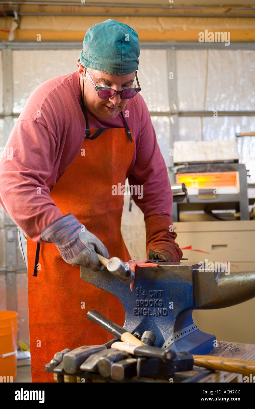 portrait of metal fabricator in his studio Stock Photo