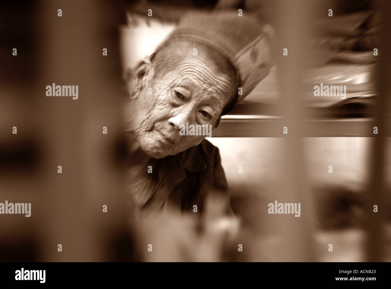 Old lady in Laos Stock Photo