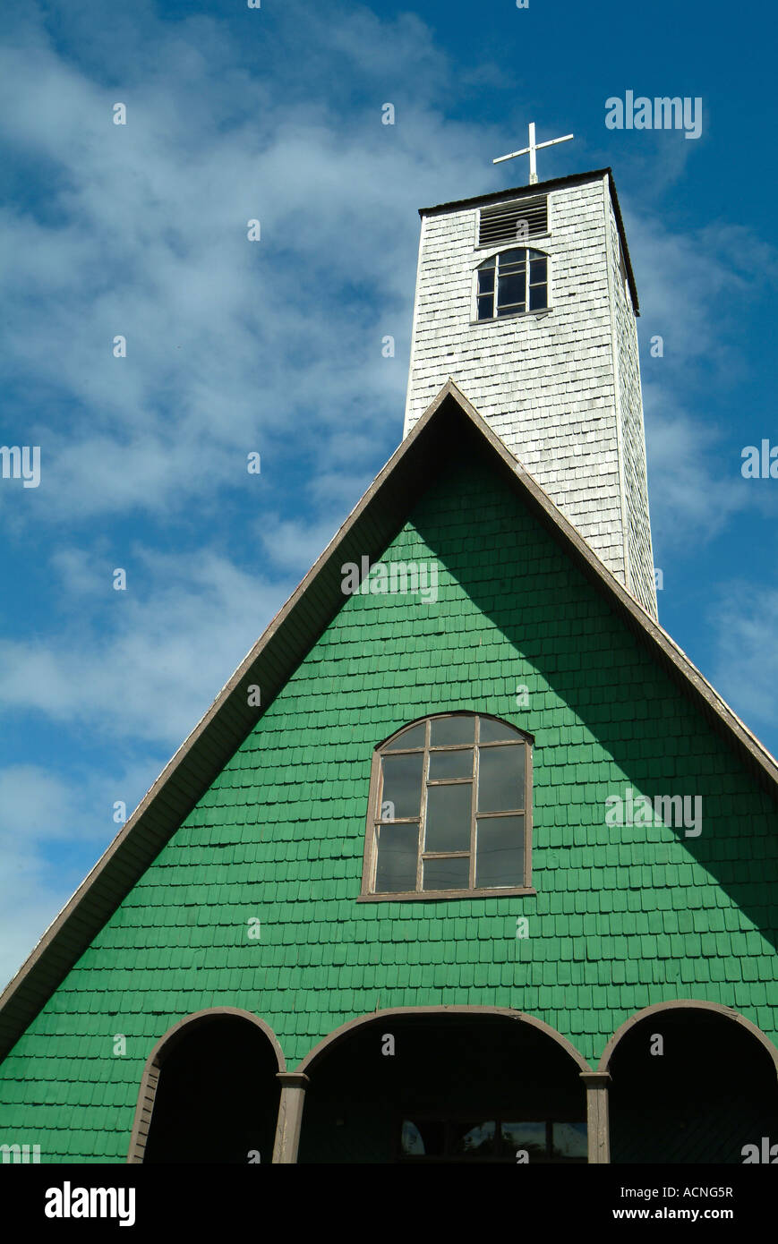Church in Achao Chiloe Island Chile Stock Photo