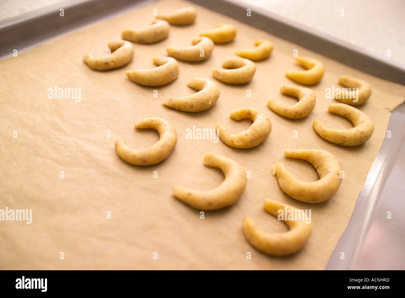 Cookies on baking tray  Stock Photo