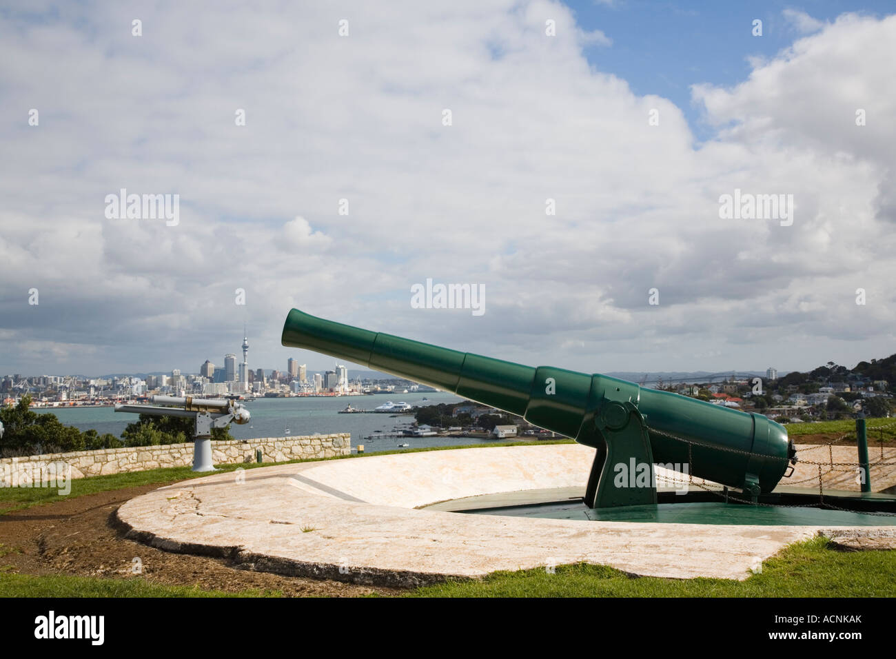 Memorial Saluting Battery Old Fort Cautley Gun emplacement on North Head volcanic hill in Devonport suburb North Shore Auckland Stock Photo