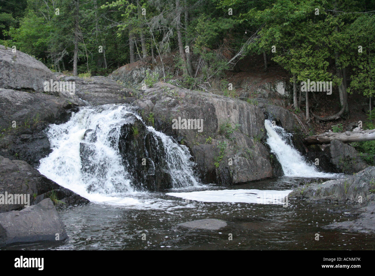 Waterfall in Michigan's Upper Peninsula Stock Photo