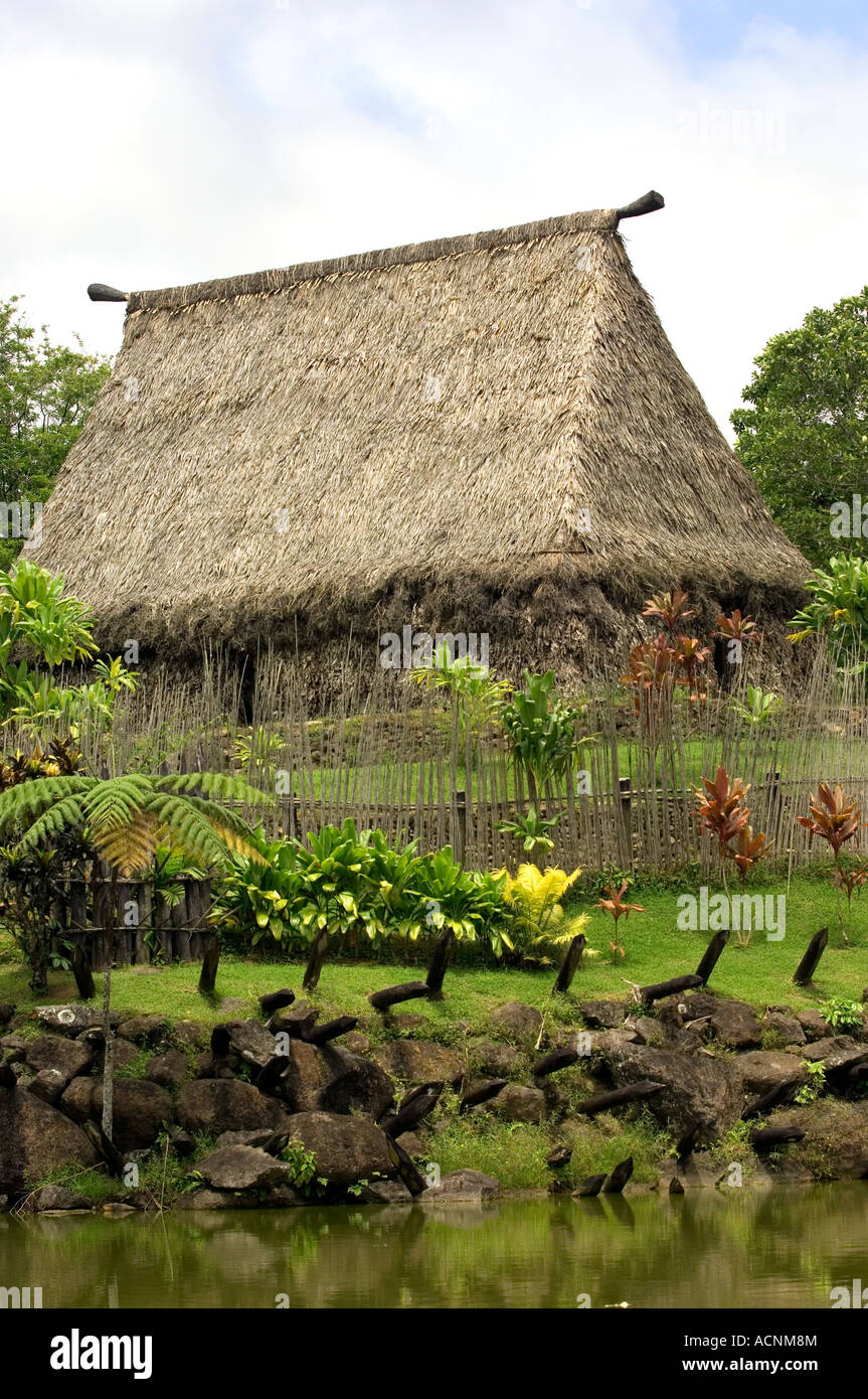 Traditional meeting house Viti Levu island Fiji melanesia south pacific ...