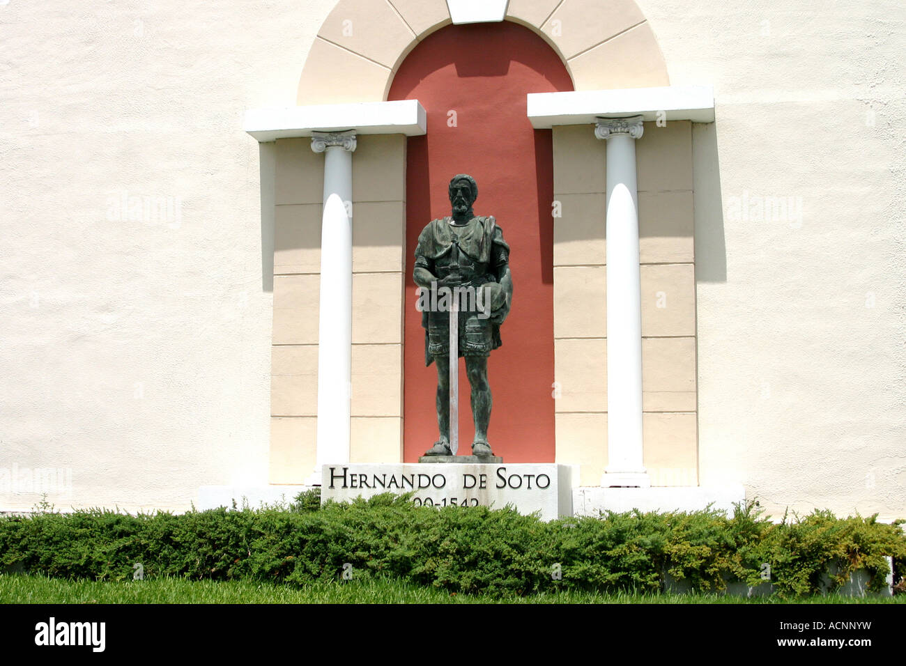 Statue of Hernando De Soto south of Ft Fort Desota De Soto in Sarasota Florida USA Stock Photo