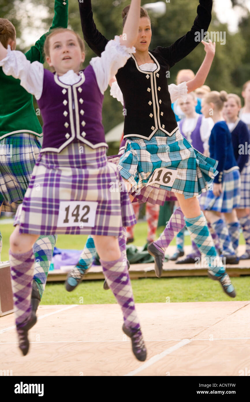 Traditional Scottish dancing young girls Highland Dancing at Langholm