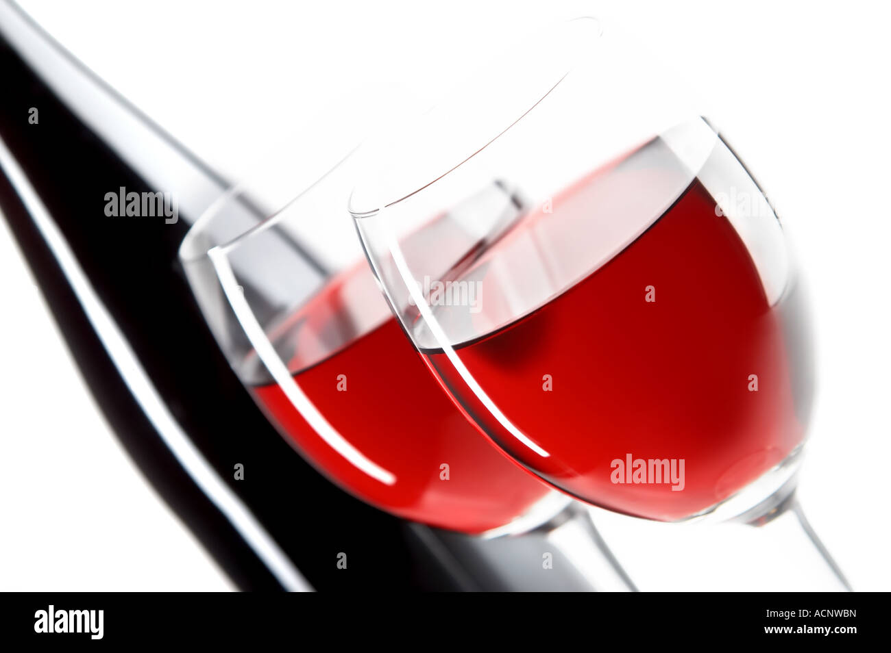 still life with red wines on the white background Stock Photo