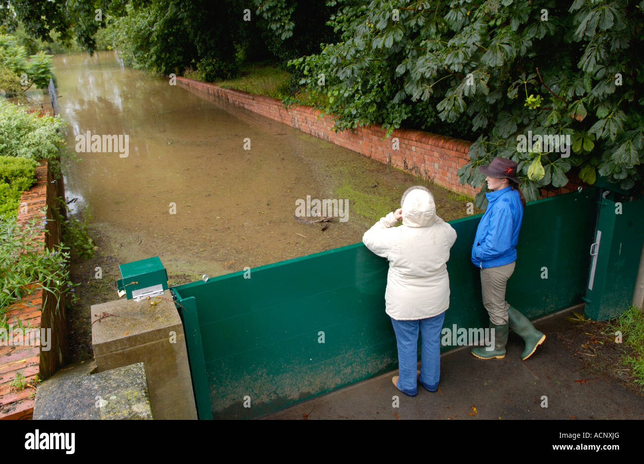 Flood gate at Deerhurst Gloucestershire England UK holding back the