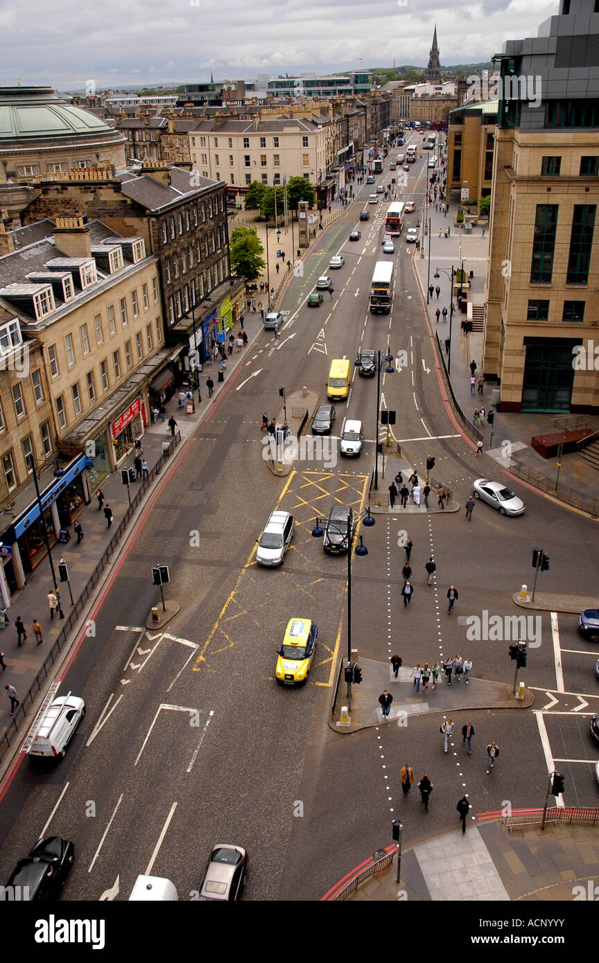 Aerial View of Lothian Road crossroads with Western Approach Road,Tollcross,Edinburgh,Scotland