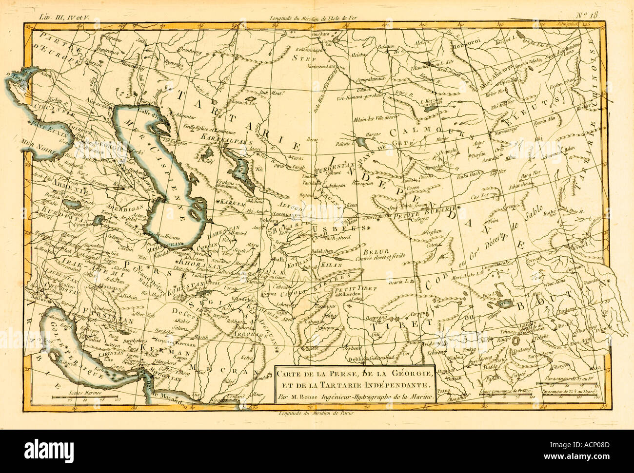 Old central asia map hi res stock - Map Of Central Asia Circa 1760 ACP08D
