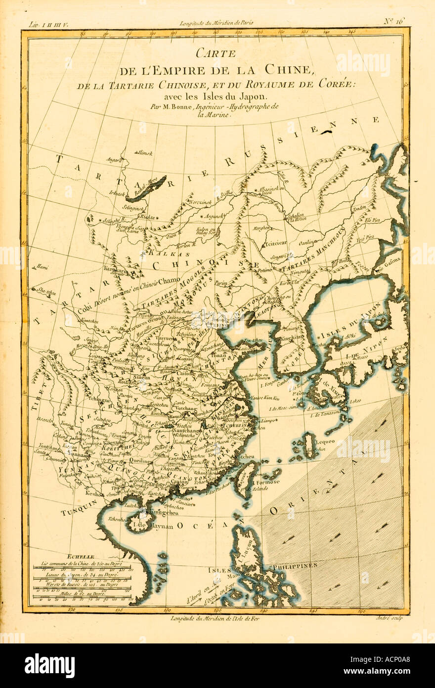 Map of China and Japan circa 1760 Stock Photo
