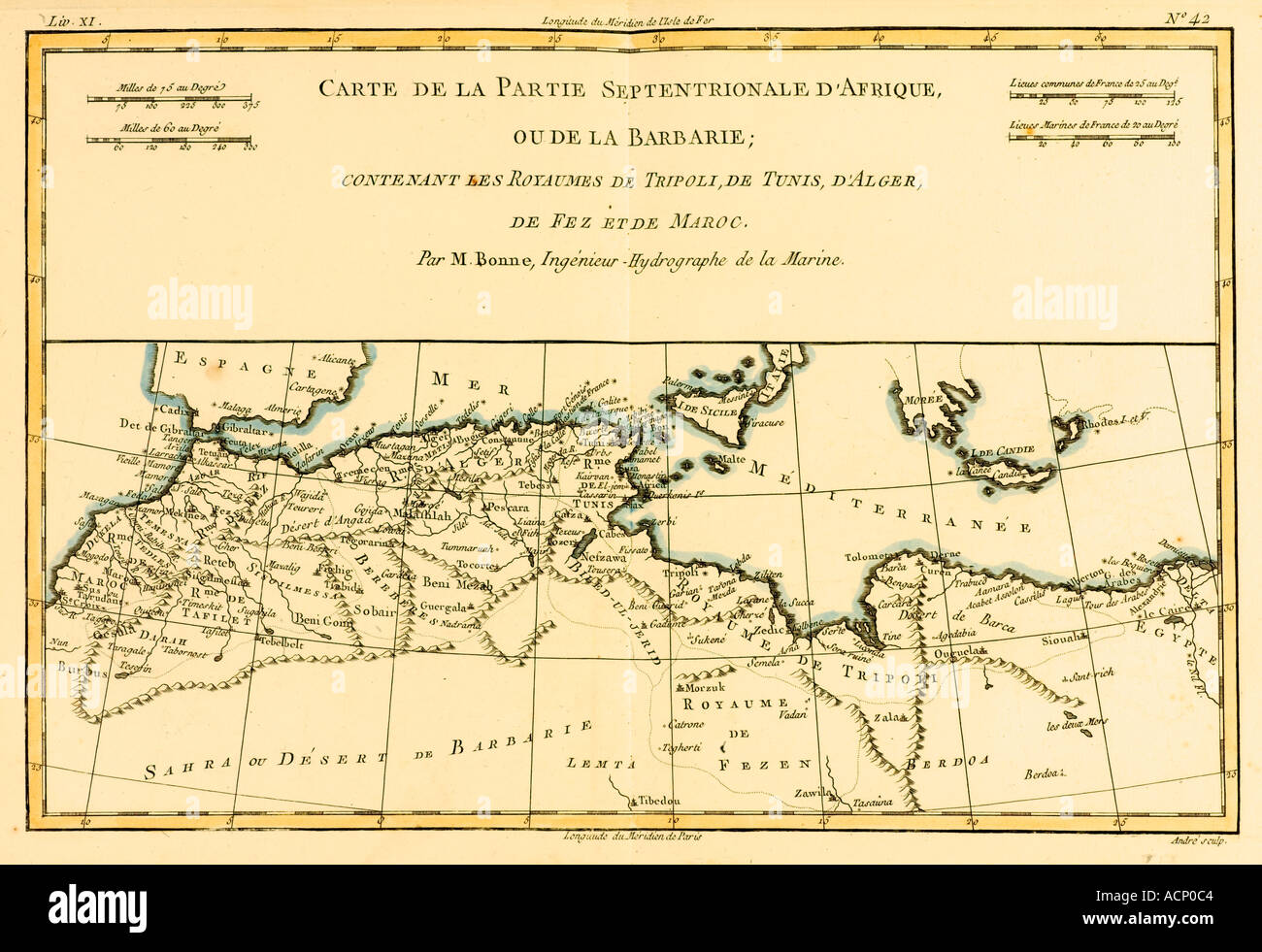 Map of North Africa circa 1760 Stock Photo