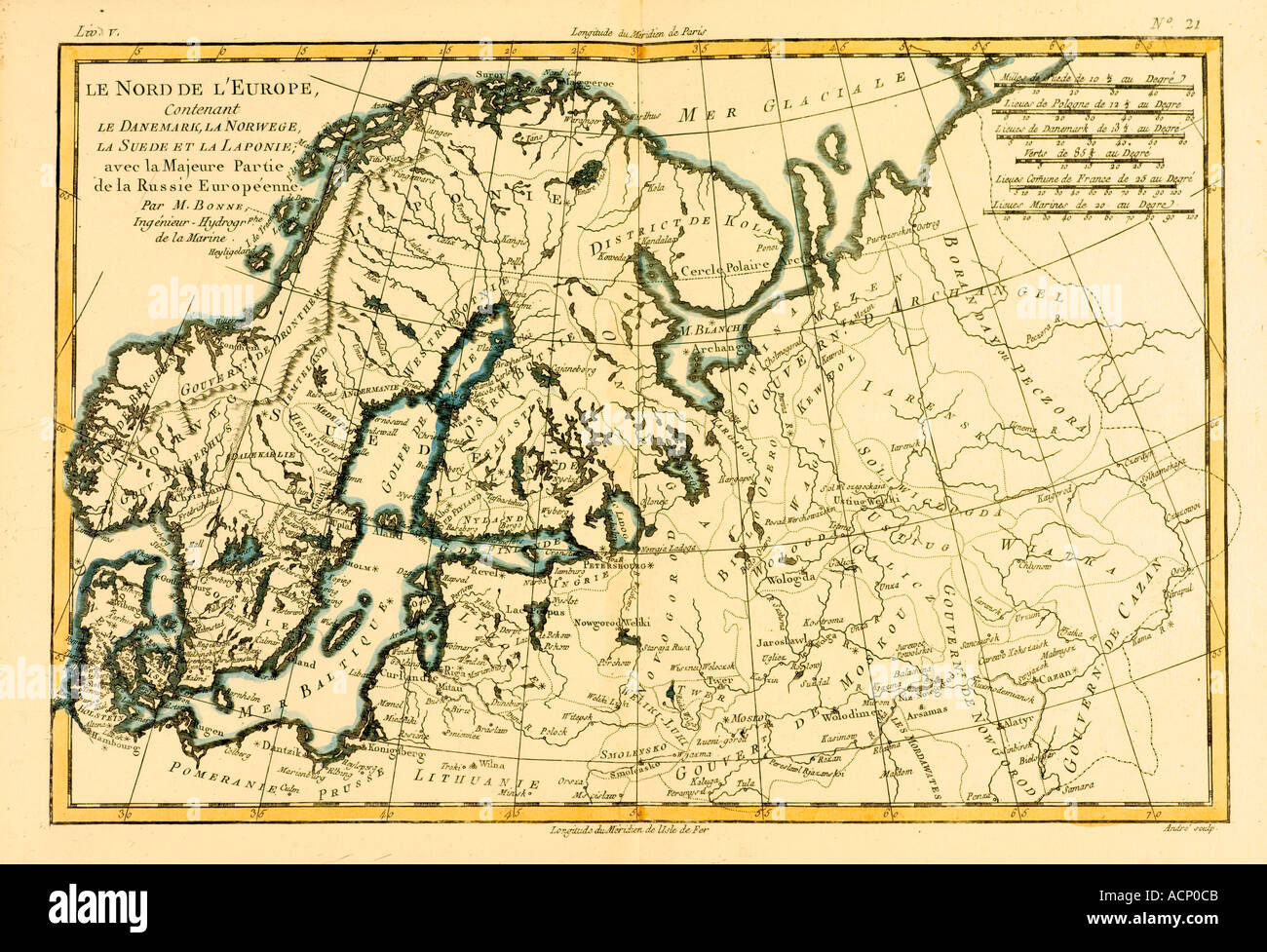 Map of Northern Europe circa 1760 Stock Photo