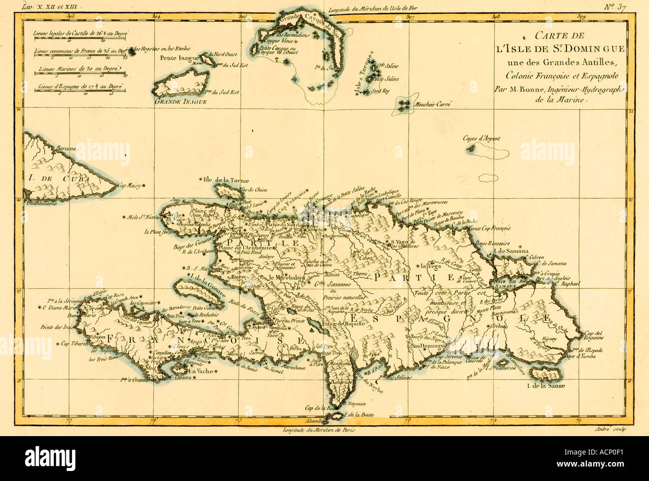 Map of the Dominican Republic circa 1760 Stock Photo