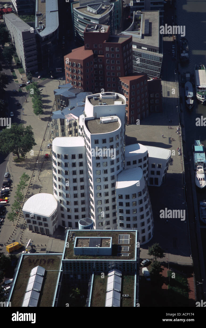 Aerial view of Frank O Gehry buildings in Dusseldorf Germany Stock ...