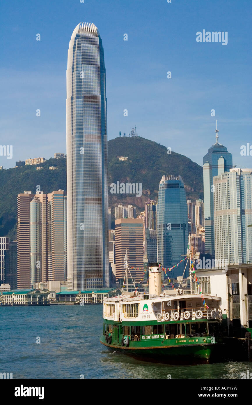 Star Ferry and IFC International Finance Centre Hong Kong Stock Photo