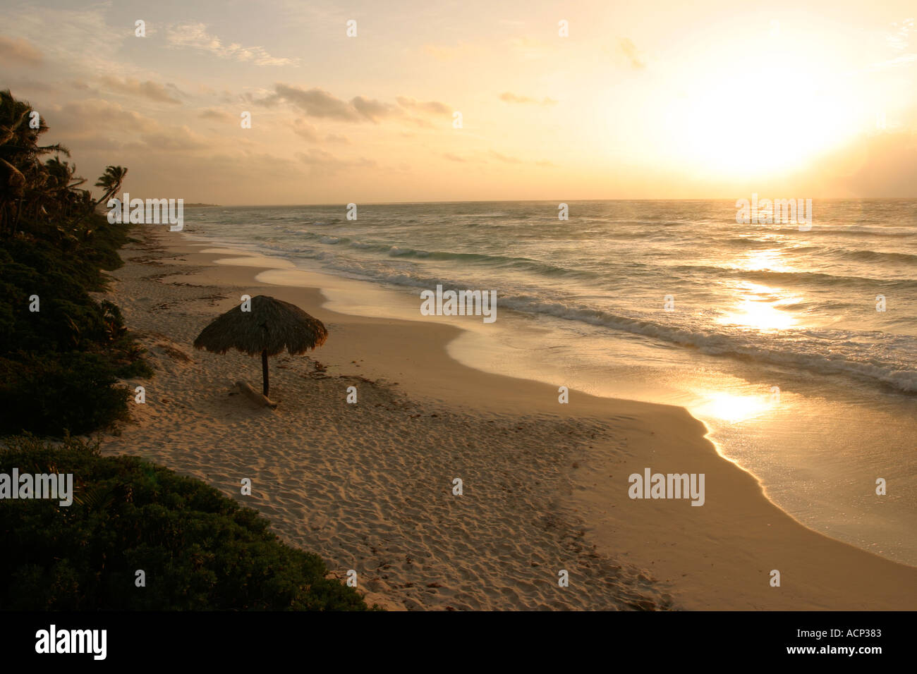 Tulum at sunrise on Mexico s Caribbean Coast Stock Photo