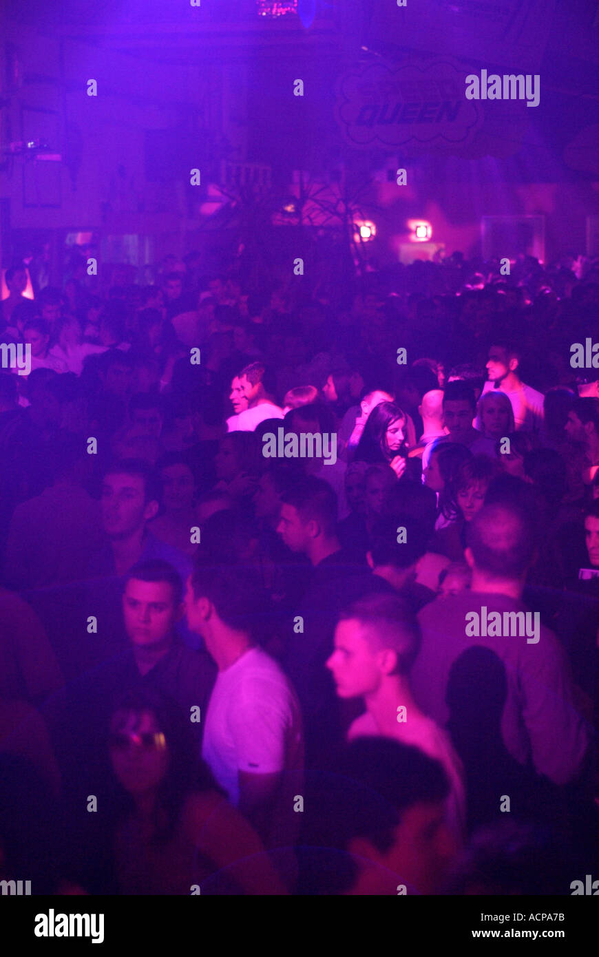 Nightclub Dancefloor Packed with Revellers Stock Photo
