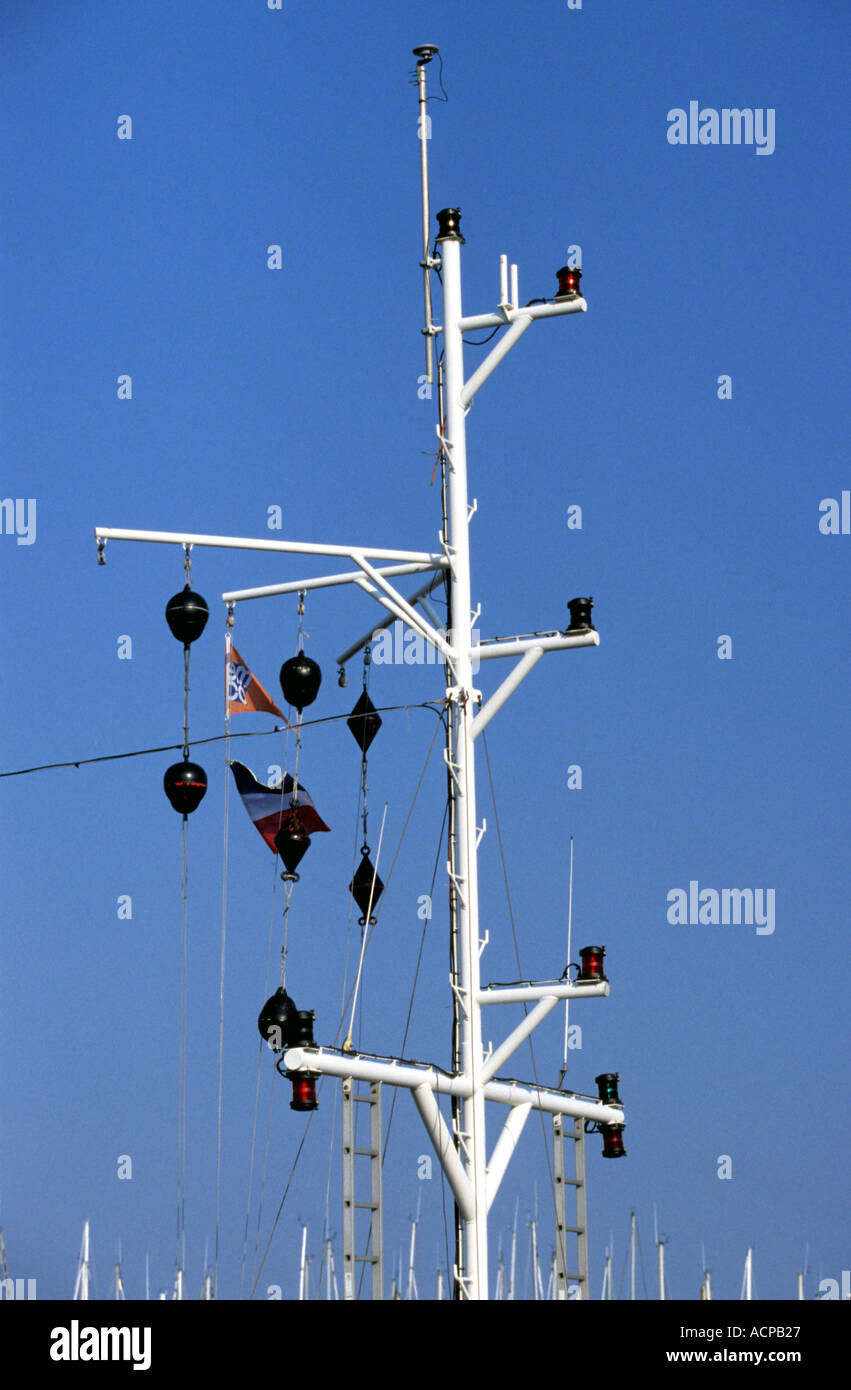 Antennas on the roof fish boat Stock Photo - Alamy