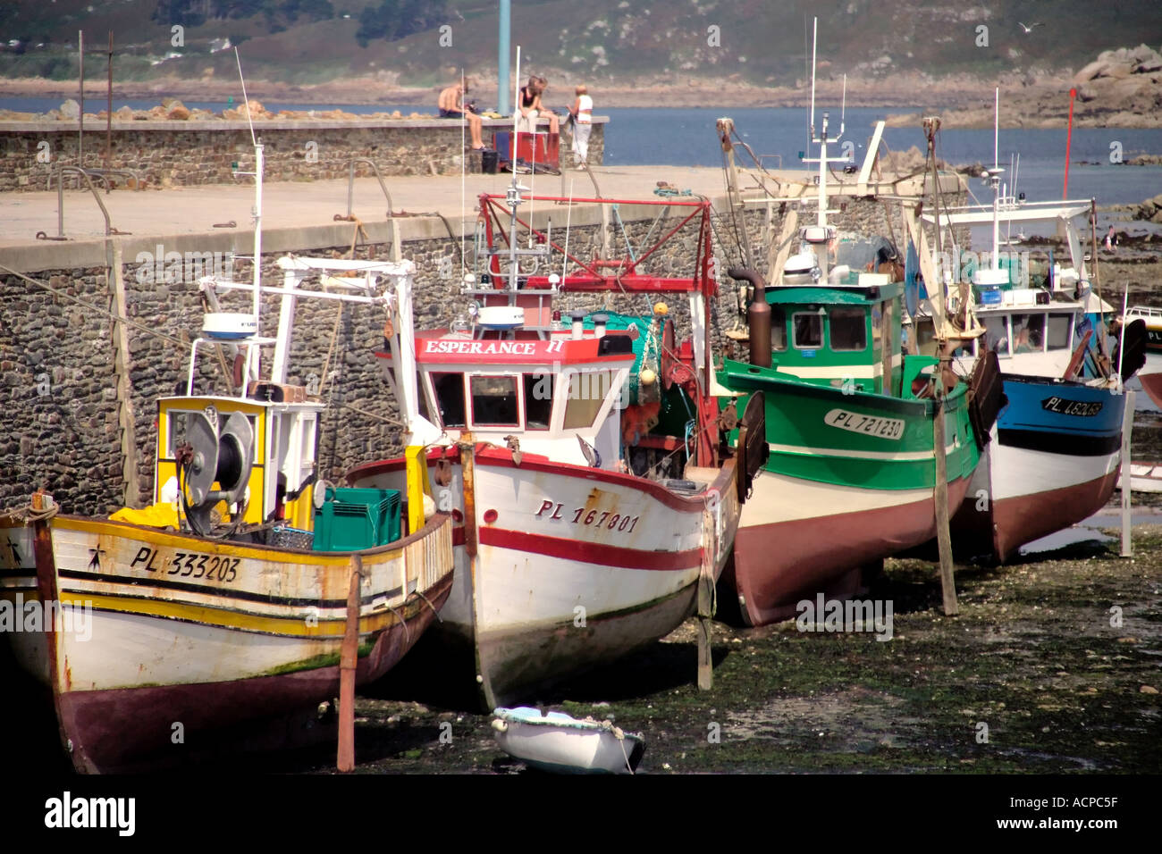 france brittany cotes d armor fishing port of locquemeau near lannion  fishing boats Stock Photo - Alamy