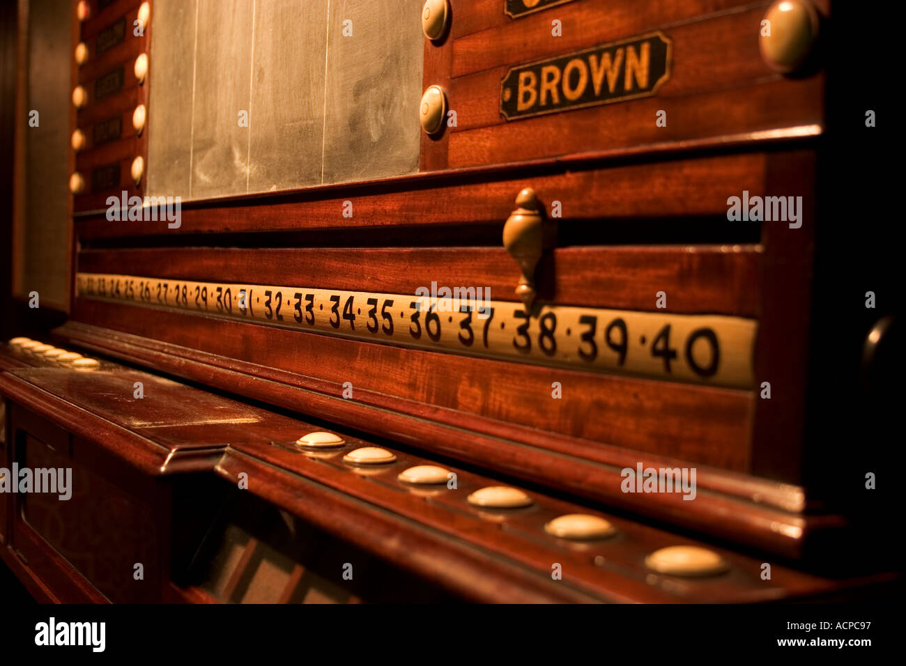 A view of a traditional snooker scoreboard Stock Photo