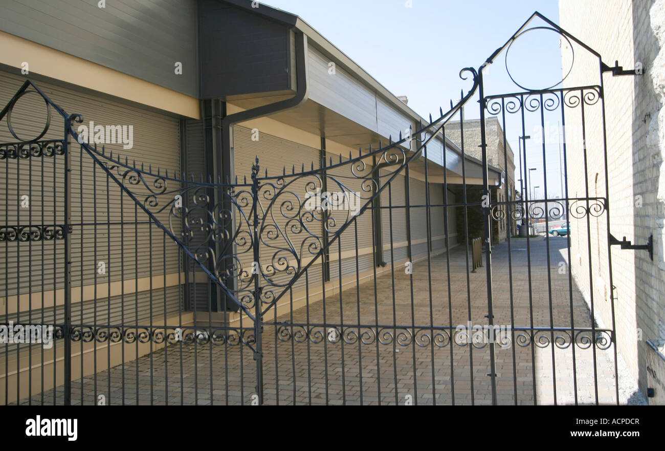 Lovely sculptured wrought iron gate at old Grain Belt Brewery National ...
