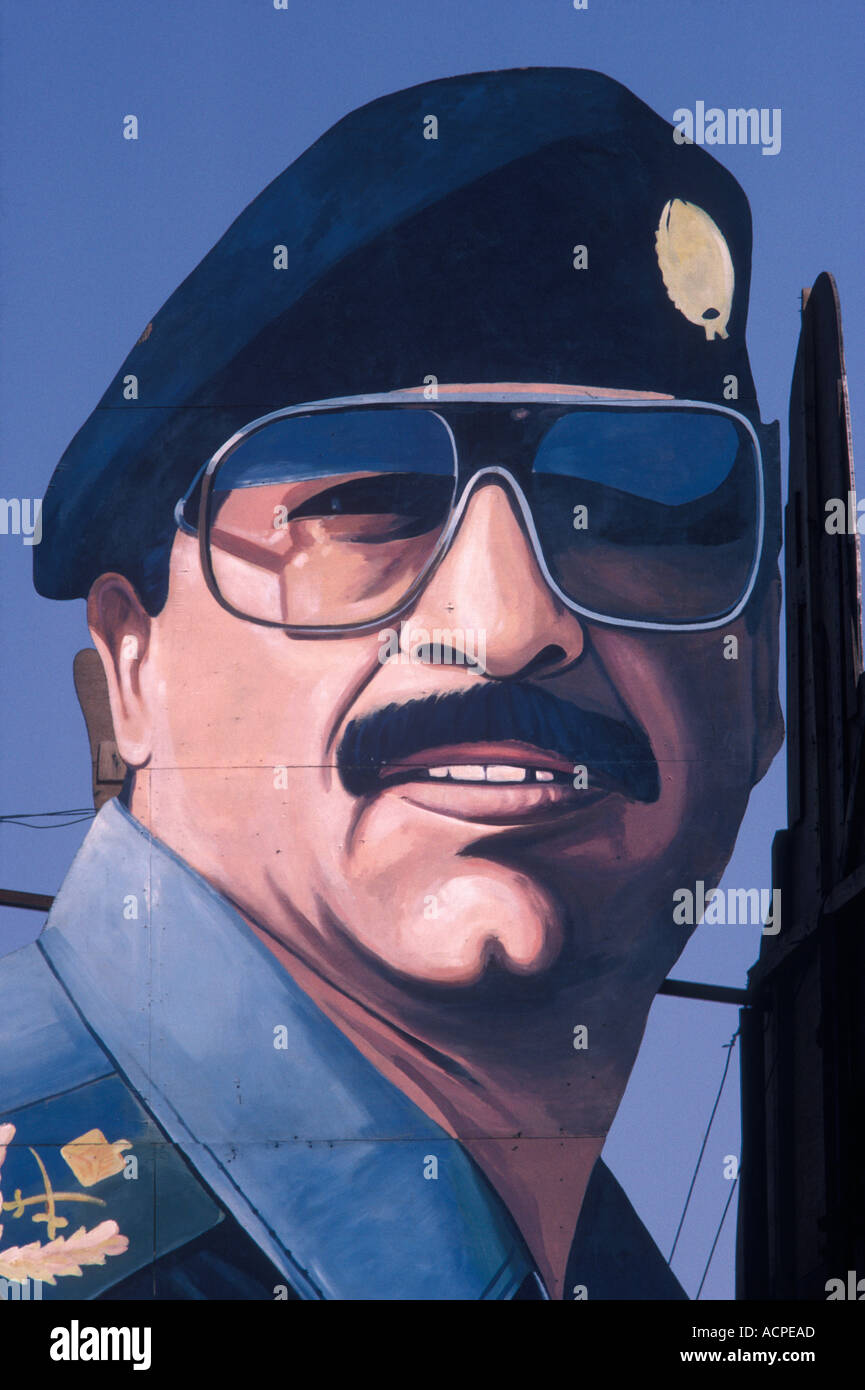 Saddam Hussein poster portrait, Liberty Square wearing military uniform  Sadr City, Saddam City, Al Thawra district Baghdad Iraq 1980s 1984 HOMER  SYKES Stock Photo - Alamy