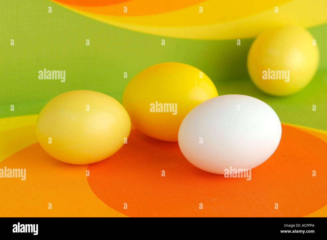 Yellow and white Easter eggs, close-up Stock Photo