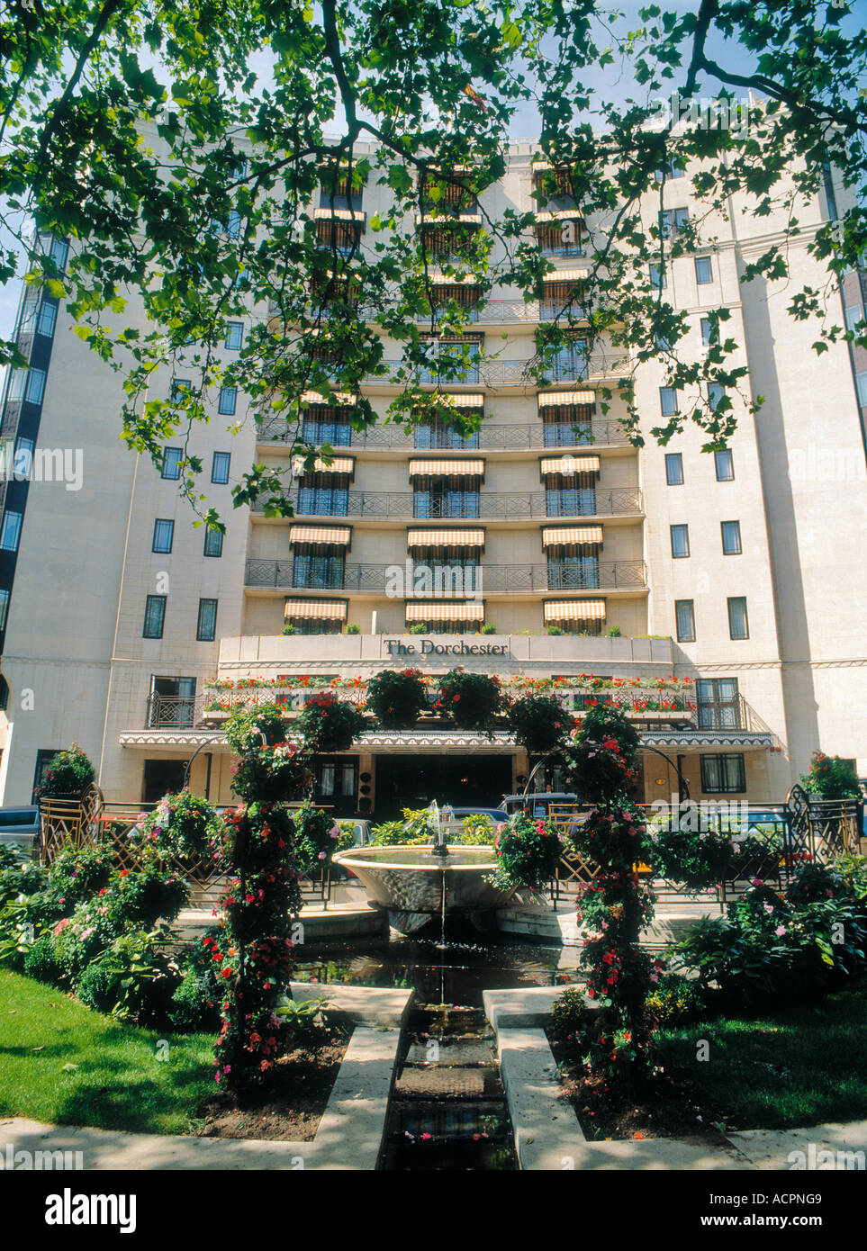 Main Facade of the Dorchester Hotel Park Lane London Stock Photo