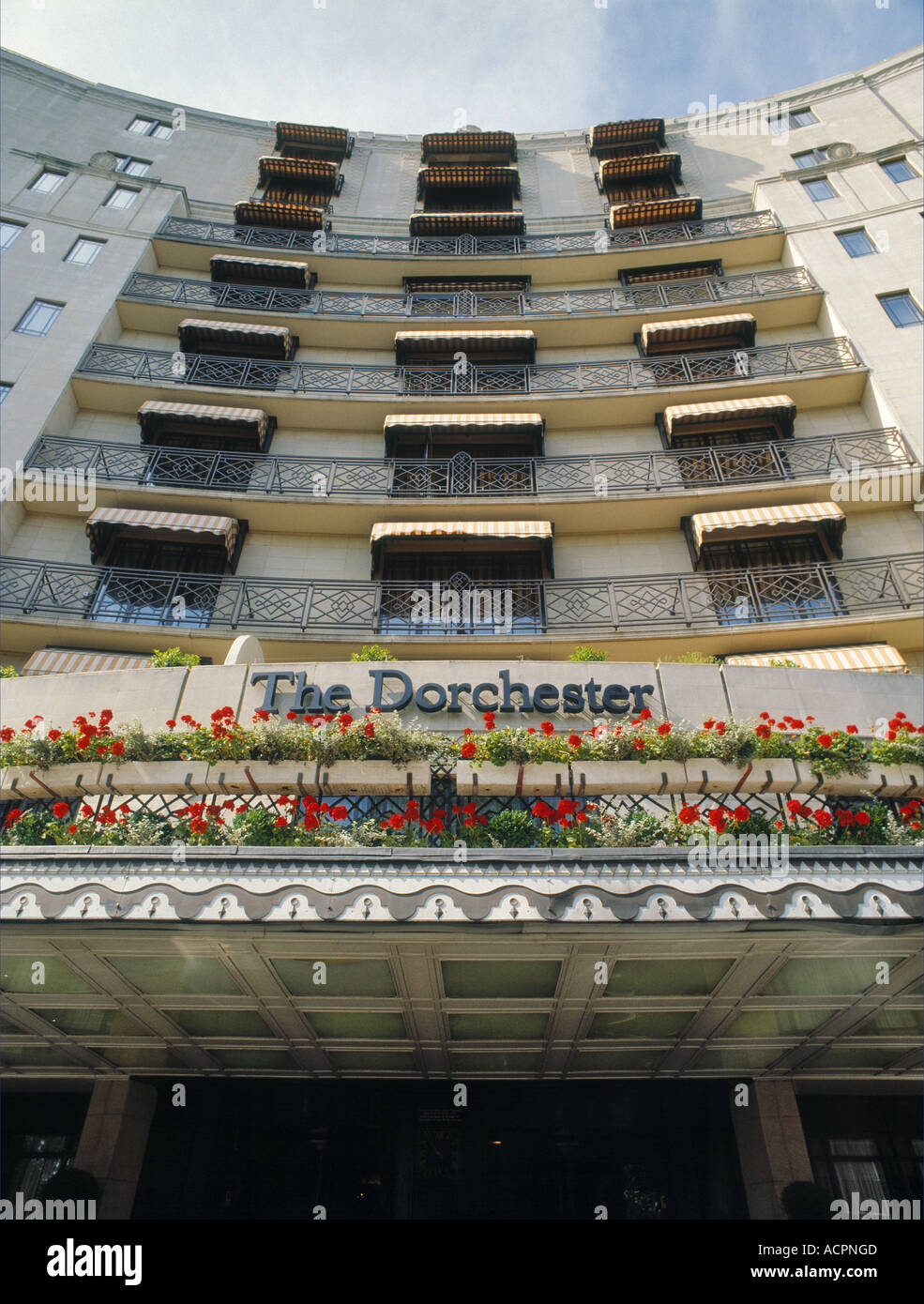 Main Facade of the Dorchester Hotel Park Lane London Stock Photo