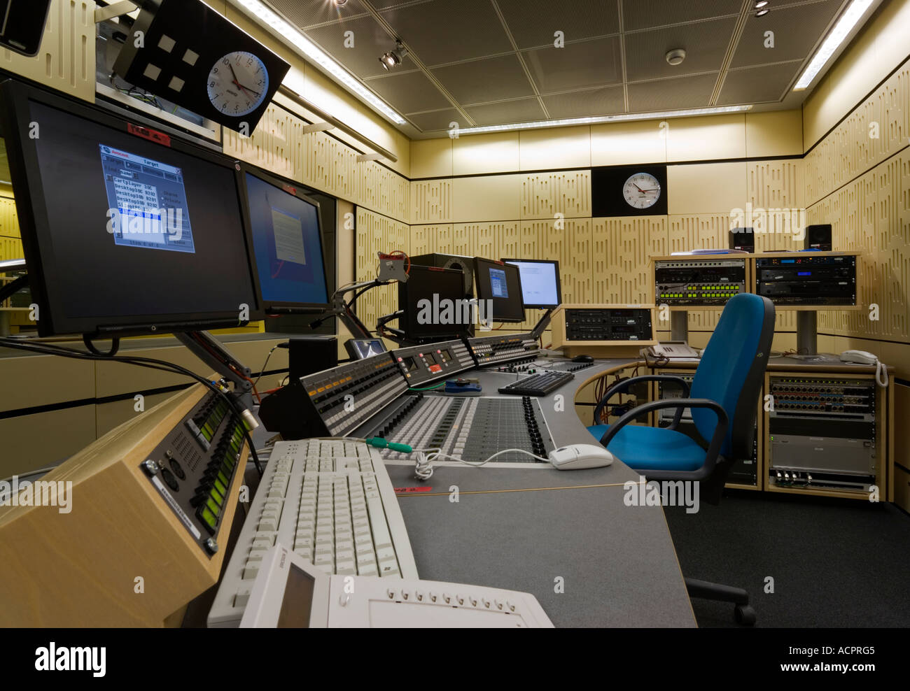 Recording studio console at BBC Broadcasting House - Portland Place Stock Photo