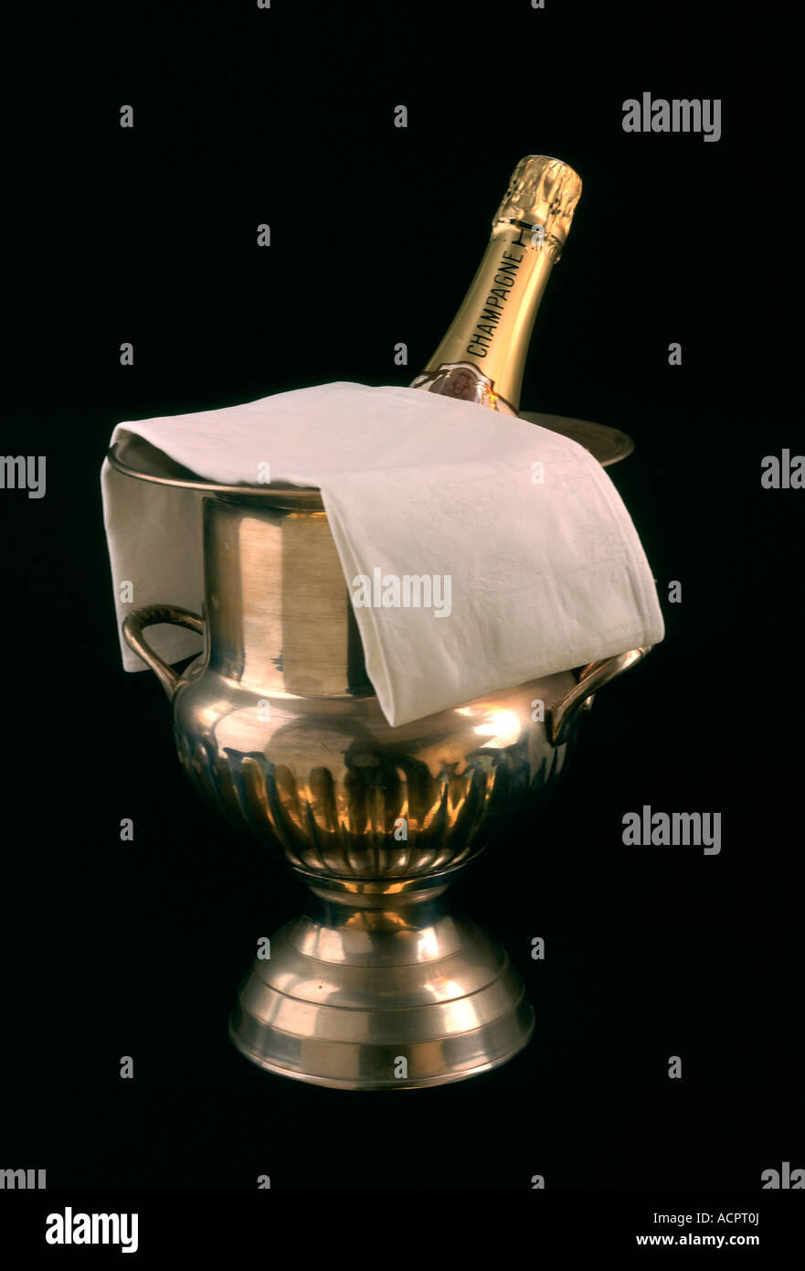 Close up on bottle of champagne in champagne bucket Stock Photo Alamy — free download