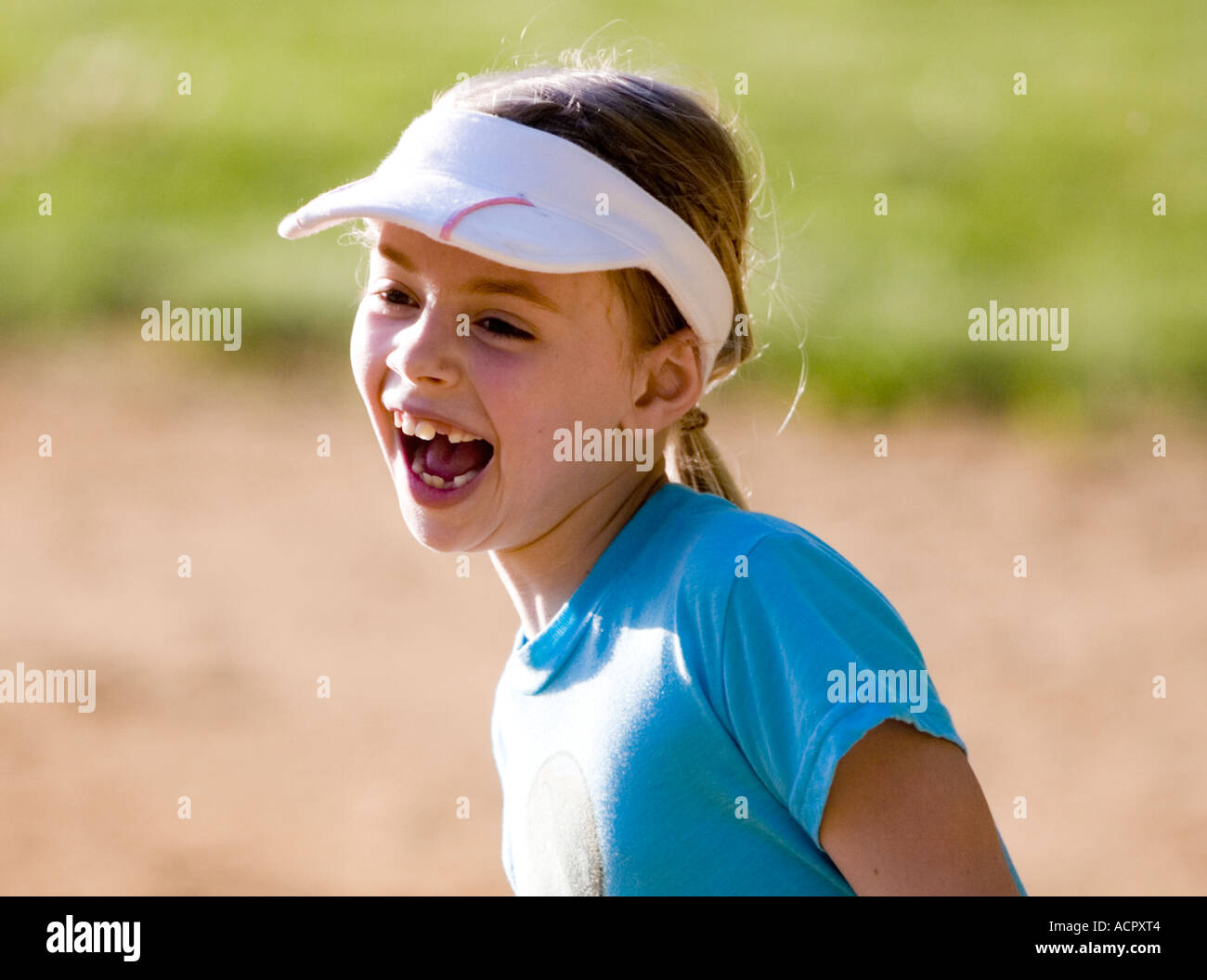 Child laughing with missing teeth Stock Photo