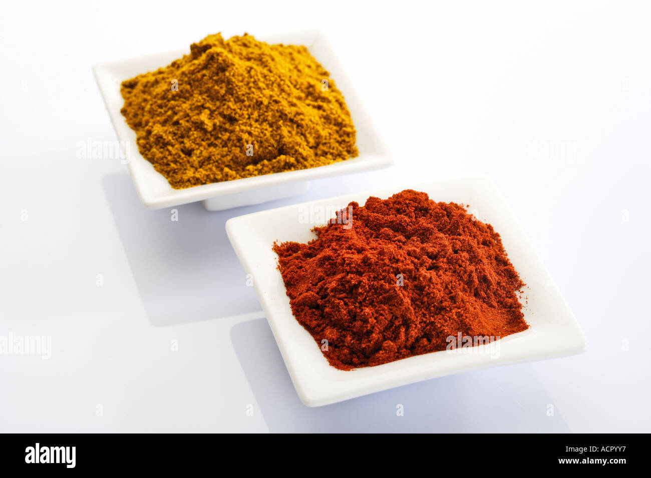 Paprika and currypowder, spices Stock Photo