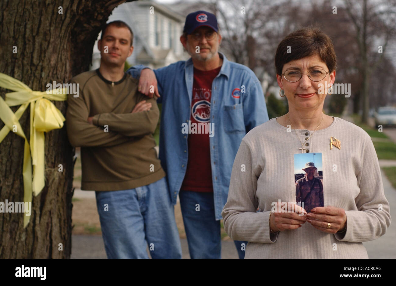 Family of Soldier fighting in Iraq Stock Photo