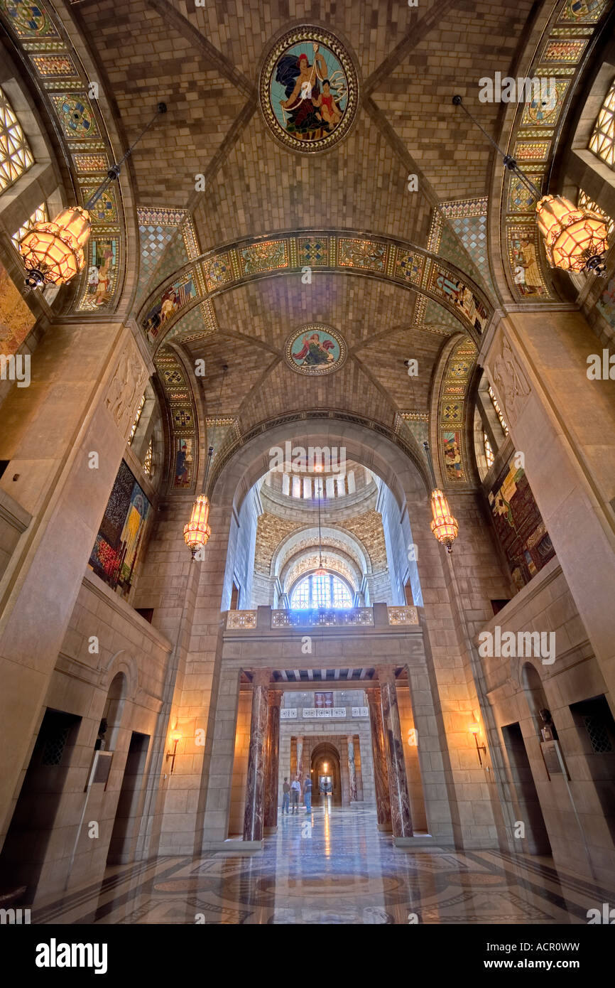 Interior of the Nebraska State Capitol Building in Lincoln, Nebraska. This is an HDR image. Stock Photo
