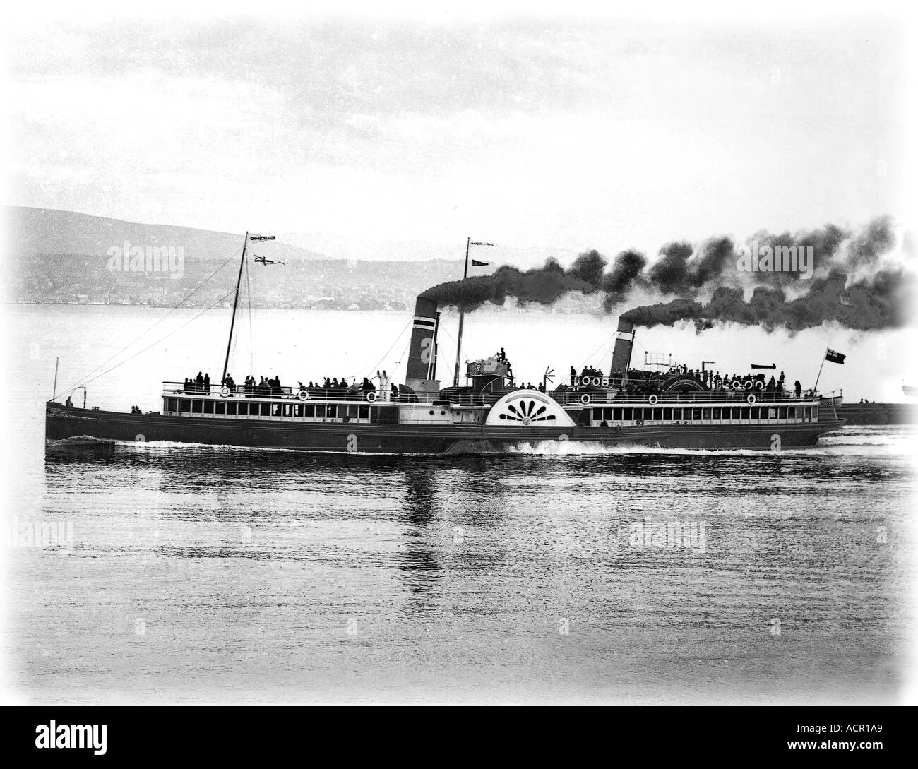 UK Scotland Firth of Clyde Greenock Paddle Steamer PS Chancellor during 1890 s built River Clyde 1880 Stock Photo