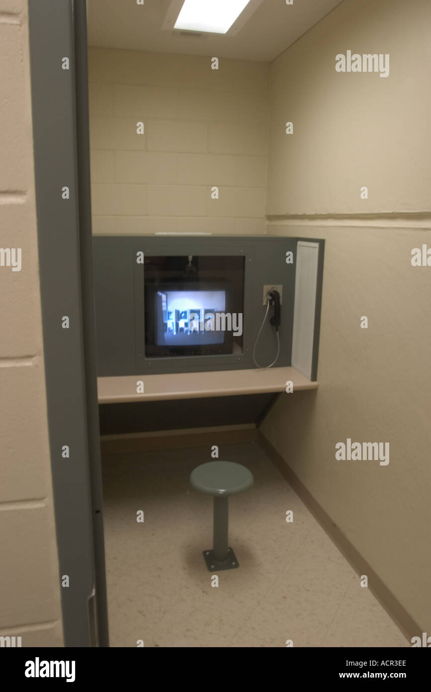 CCTV visiting booth in the isolation unit Via the CCTV system inmates
